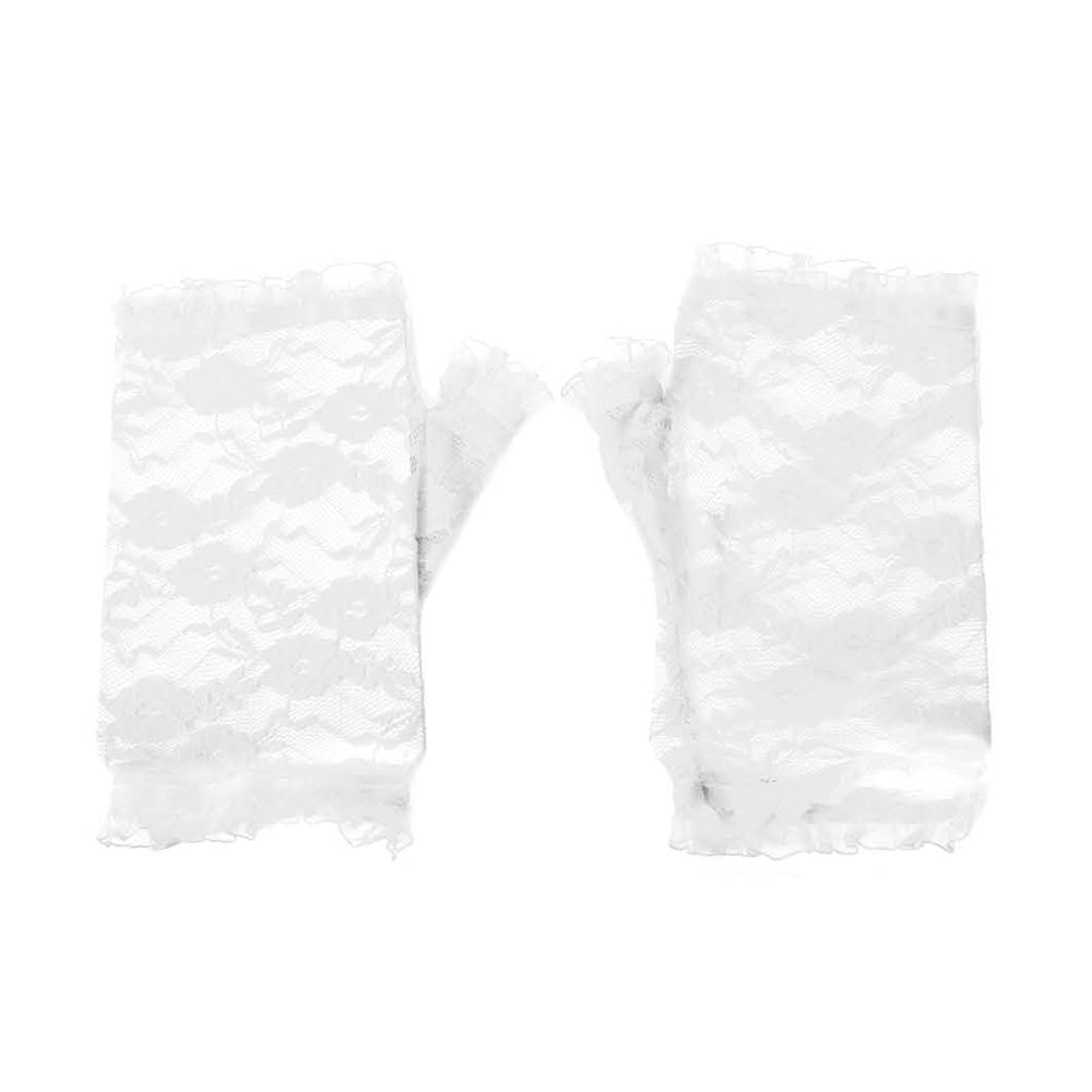 Fingerless Lace Gloves - White