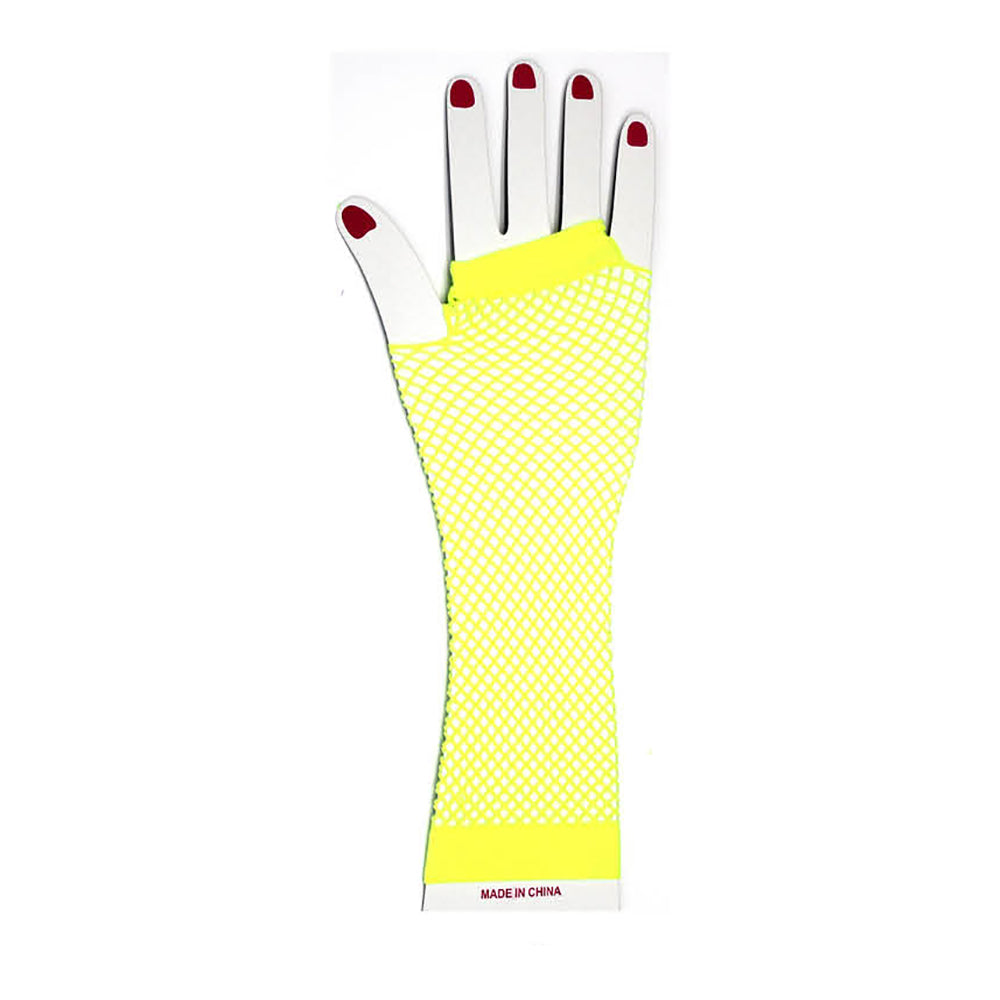 Yellow Fishnet Gloves (Long)