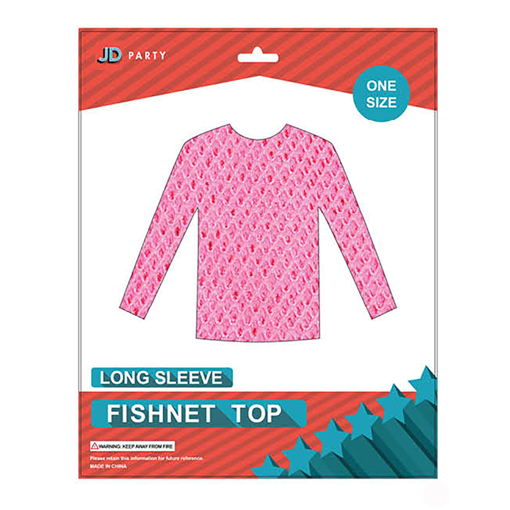 Fishnet Top Long Sleeve Pink