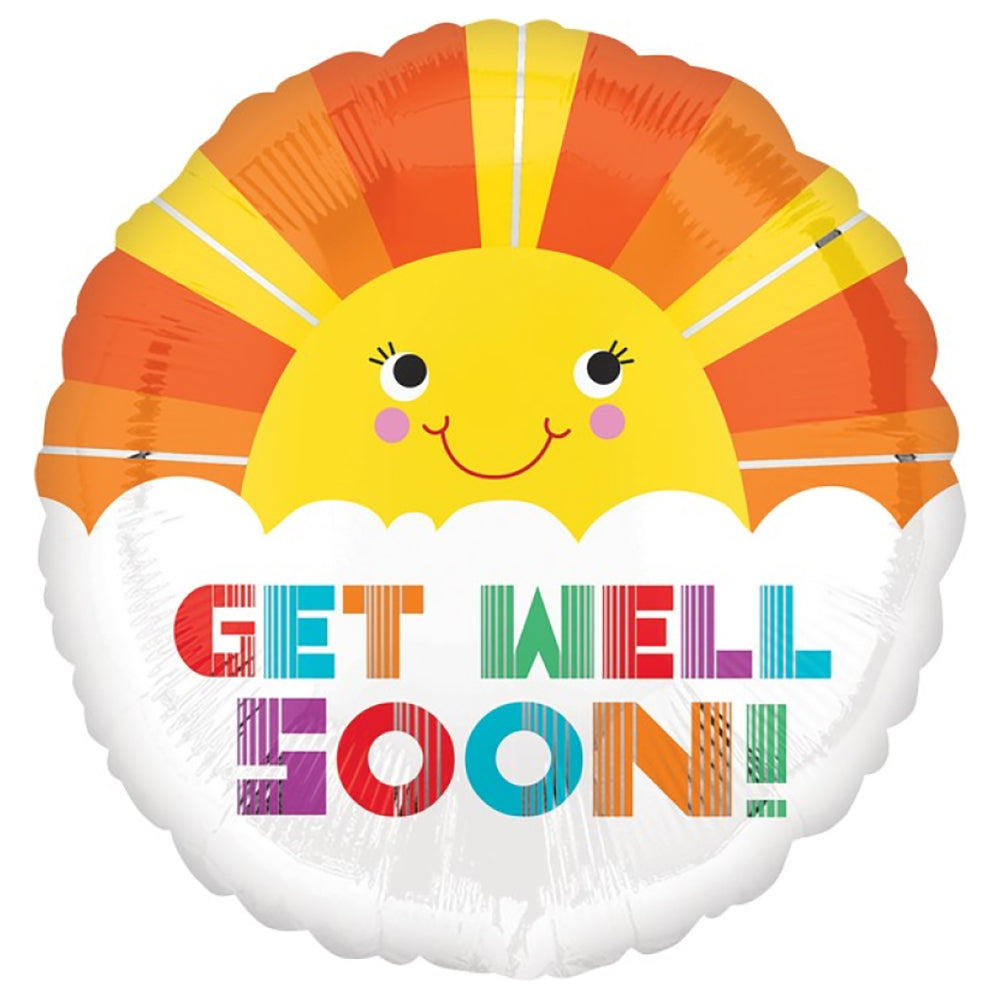 Get Well Soon Smiley Sunshine Foil Balloon