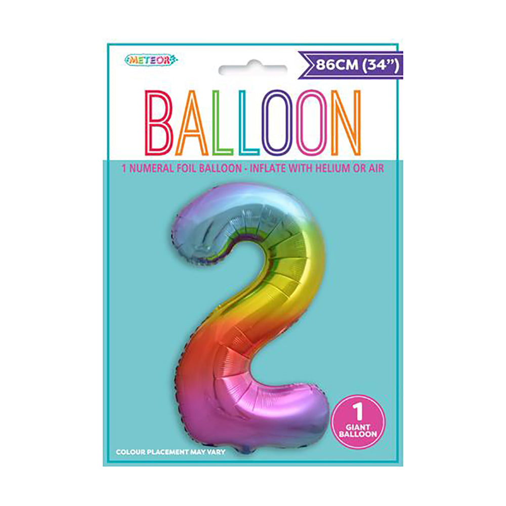 Rainbow Giant Number 2 Foil Balloon