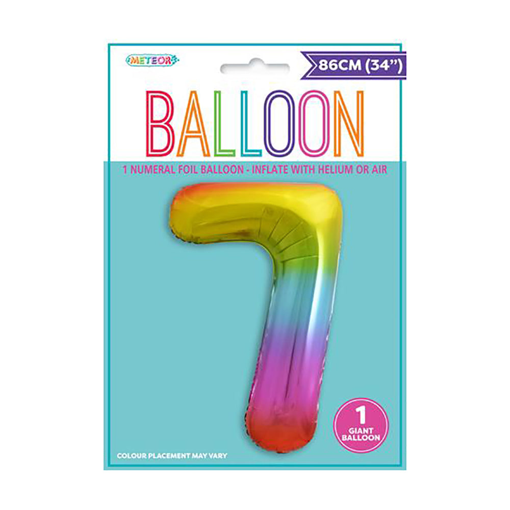 Rainbow Giant Number 7 Foil Balloon