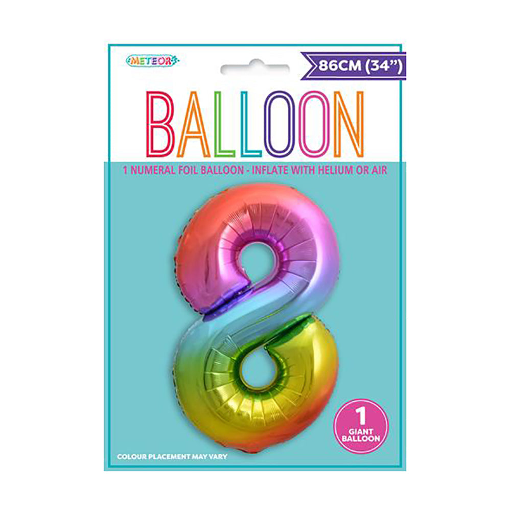 Rainbow Giant Number 8 Foil Balloon