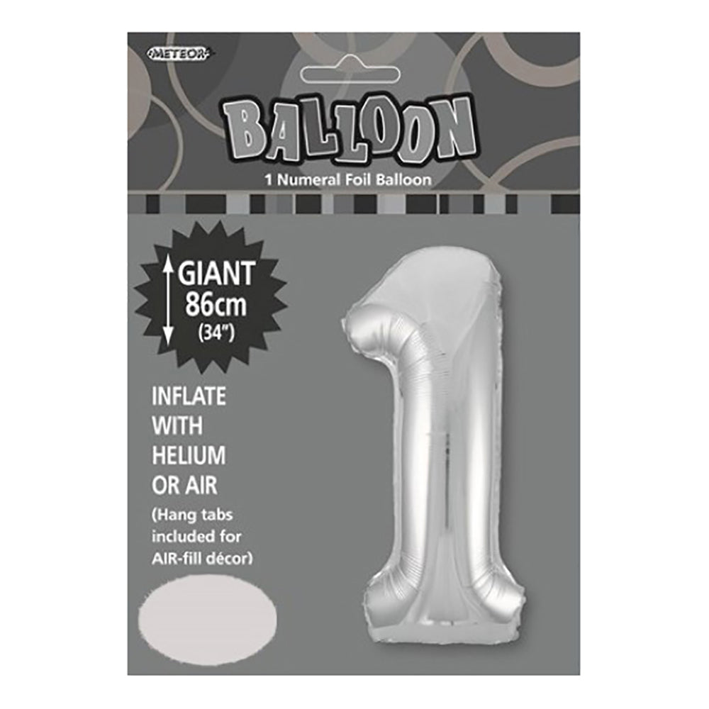 Silver Giant Number 1 Foil Balloon