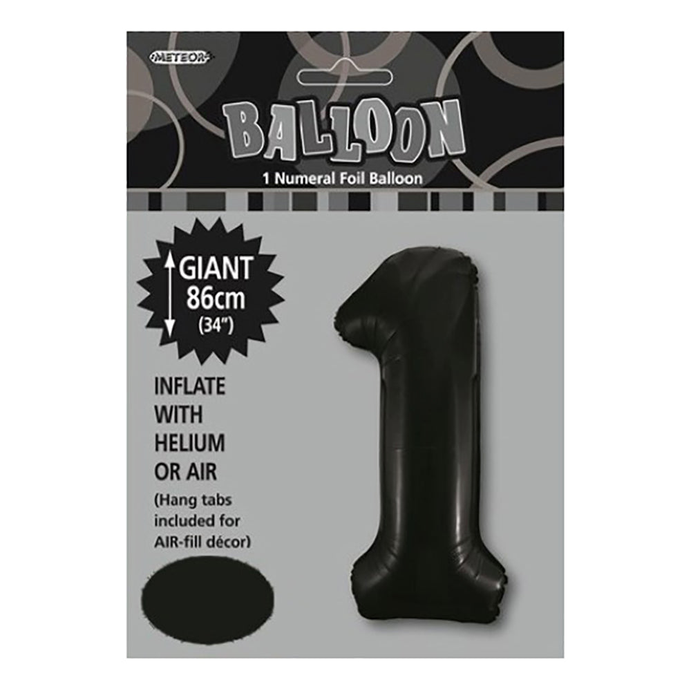 Black Giant Number 1 Foil Balloon