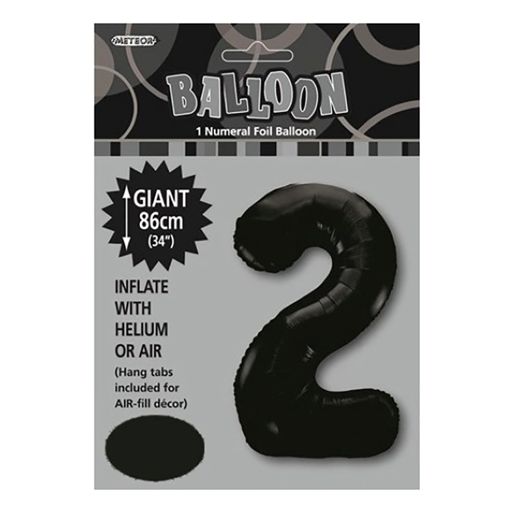 Black Giant Number 2 Foil Balloon