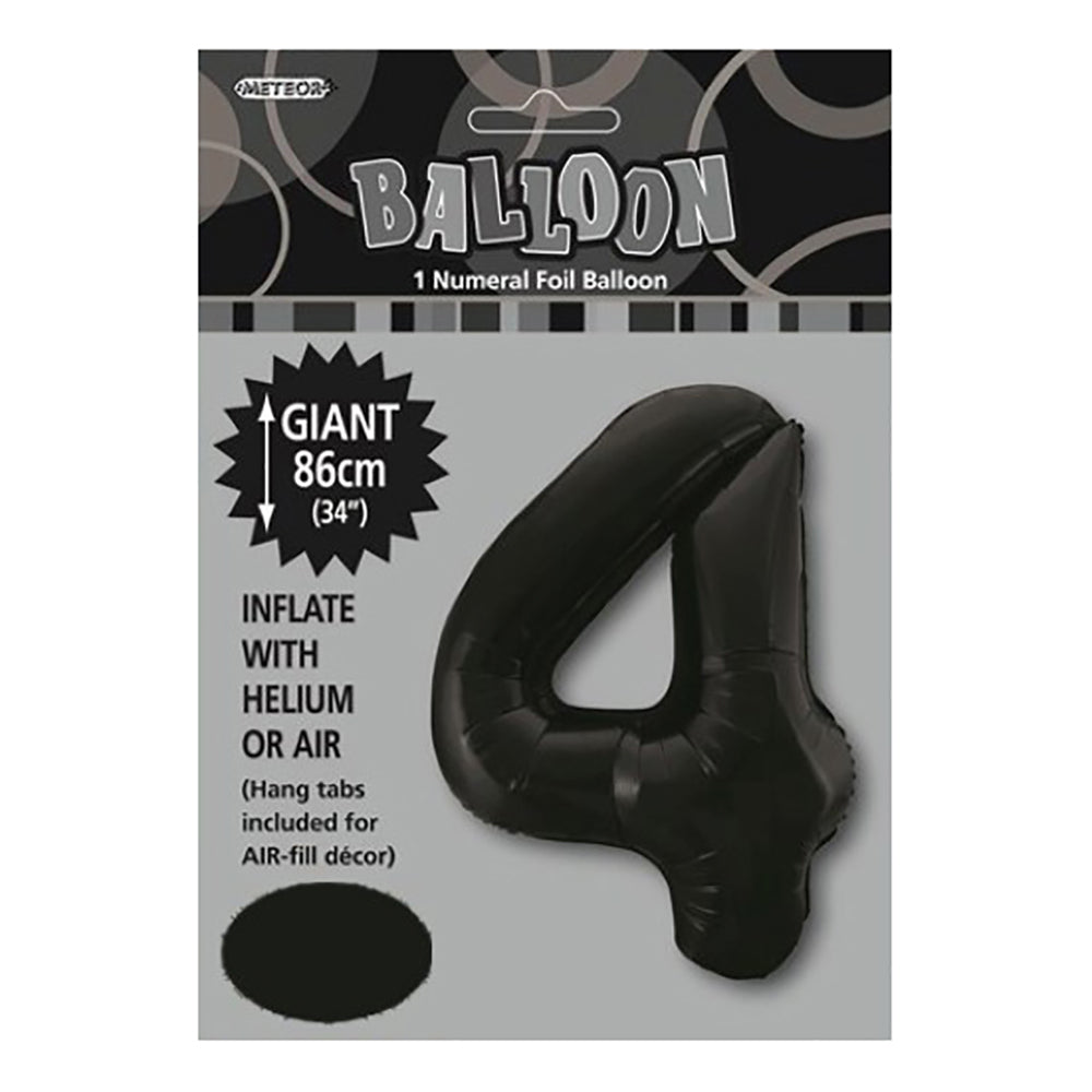 Black Giant Number 4 Foil Balloon