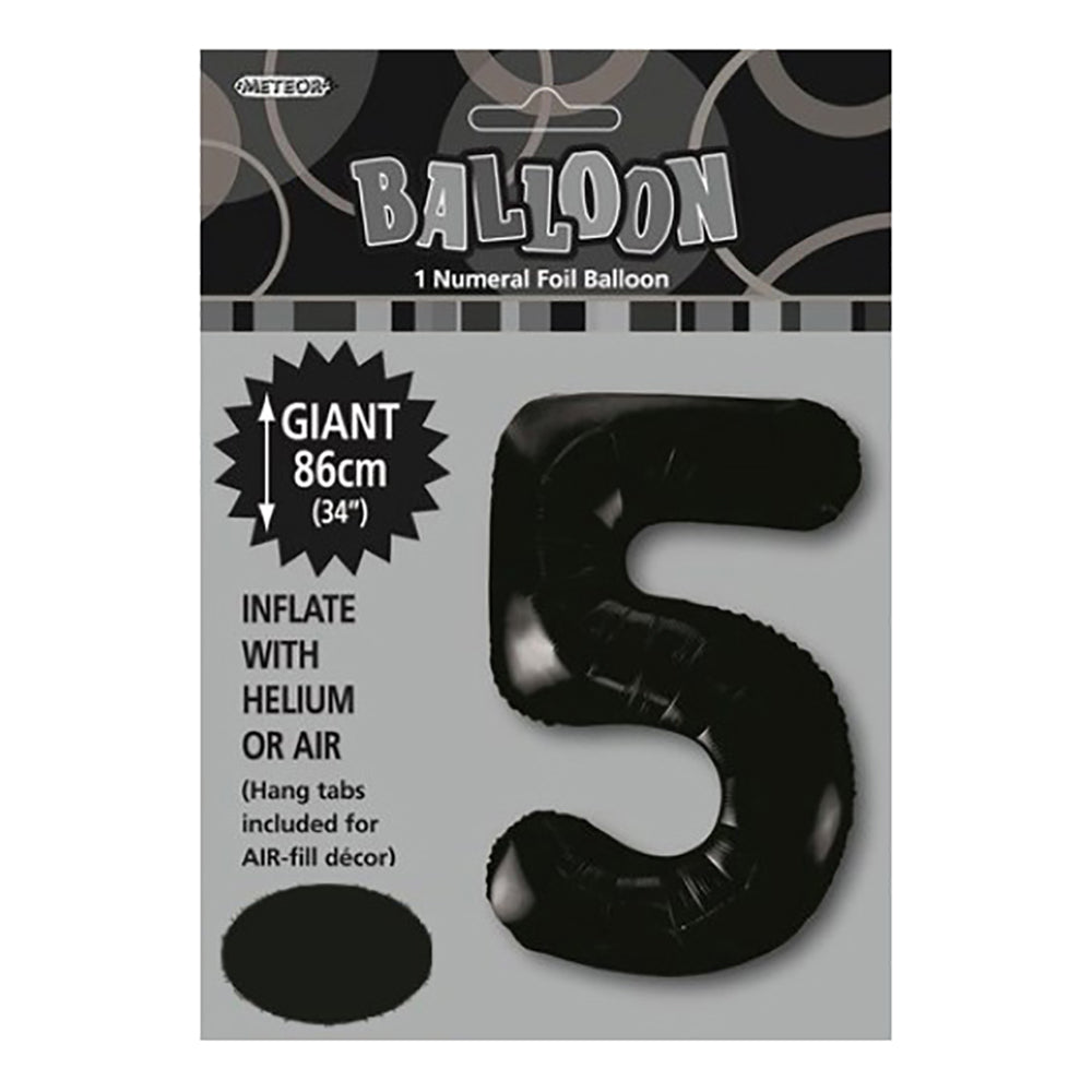 Black Giant Number 5 Foil Balloon – Sydney Costume Shop