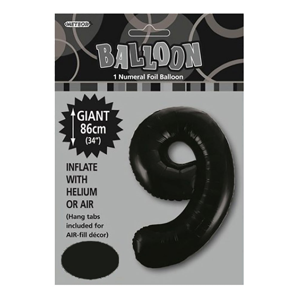 Black Giant Number 9 Foil Balloon