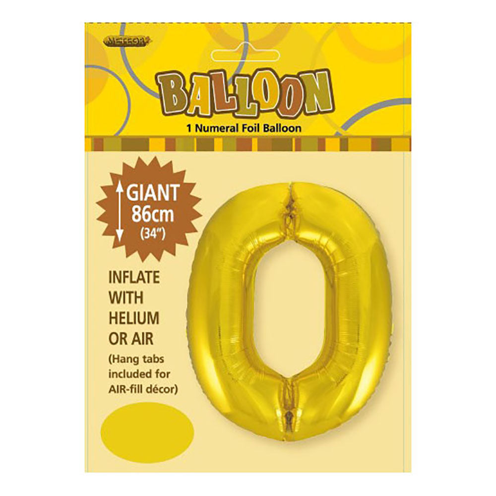 Gold Giant Number 0 Foil Balloon