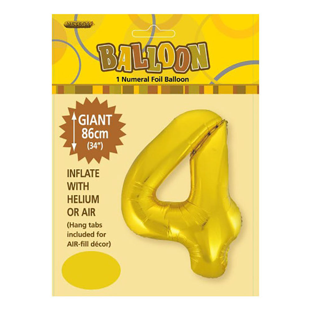 Gold Giant Number 4 Foil Balloon