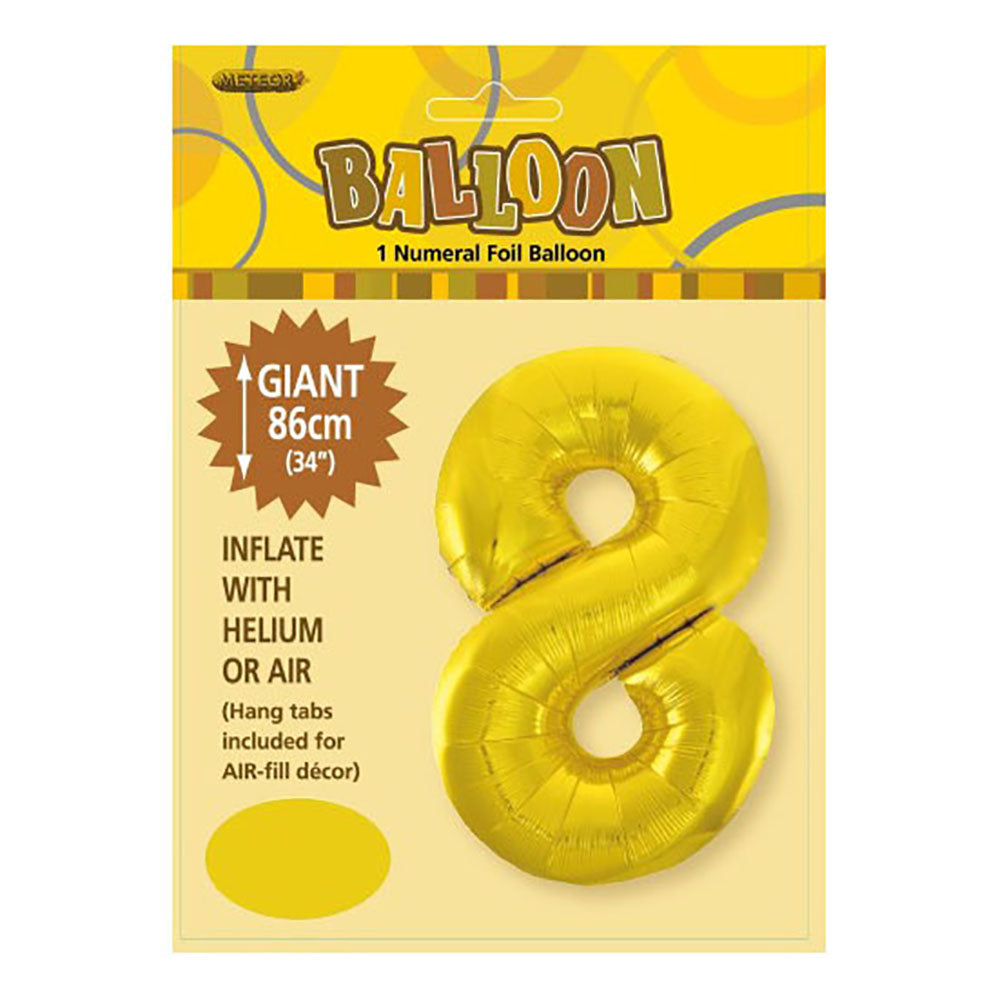 Gold Giant Number 8 Foil Balloon