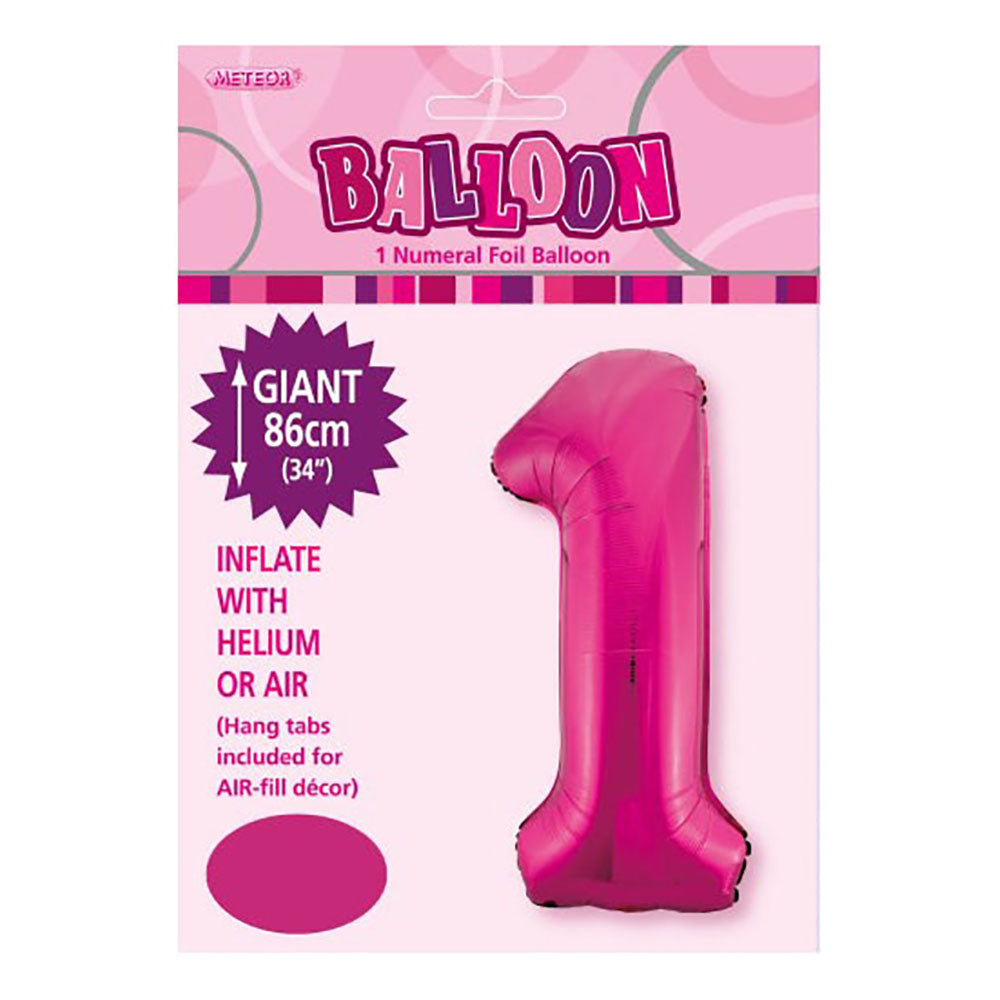 Hot Pink Giant Number 1 Foil Balloon