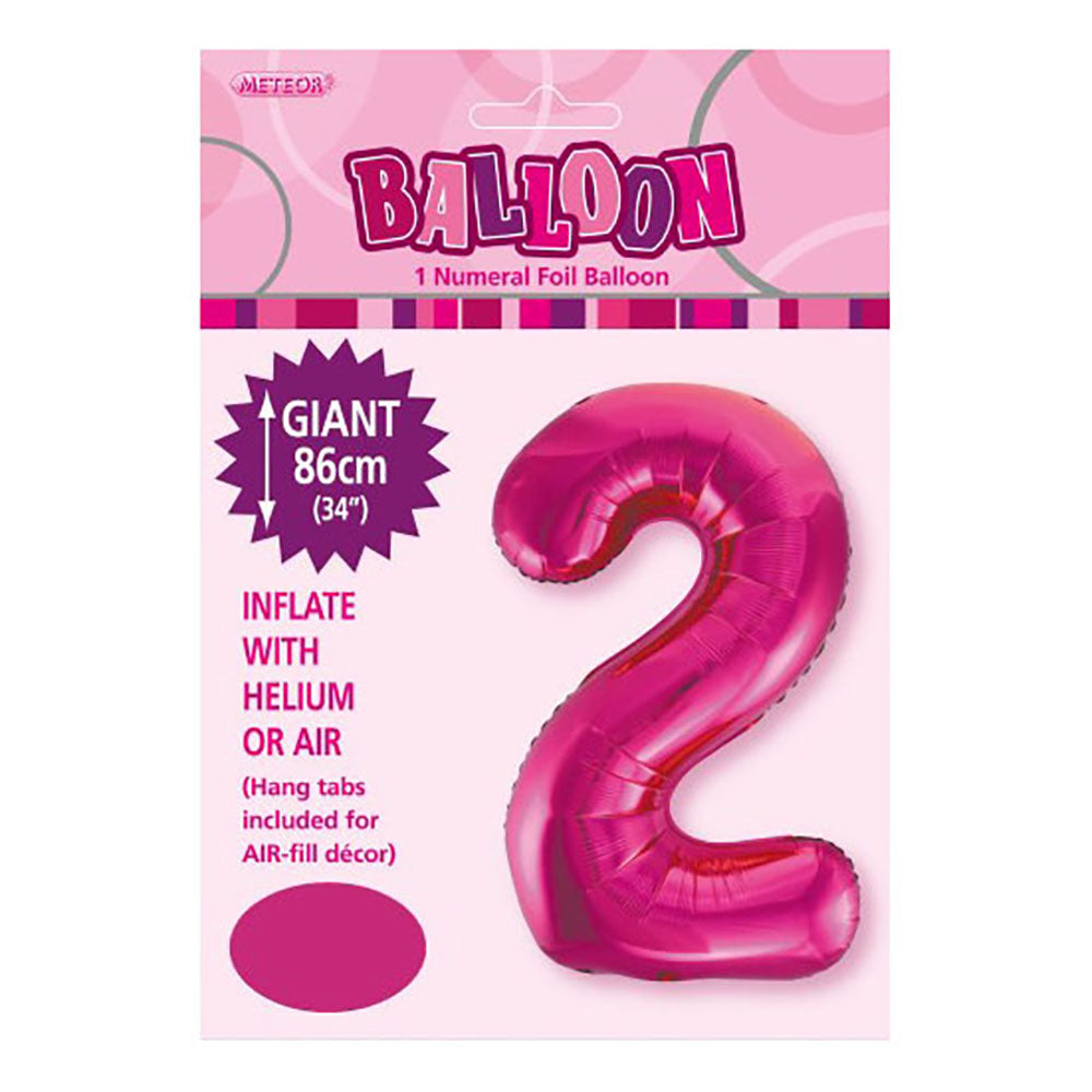Hot Pink Giant Number 2 Foil Balloon