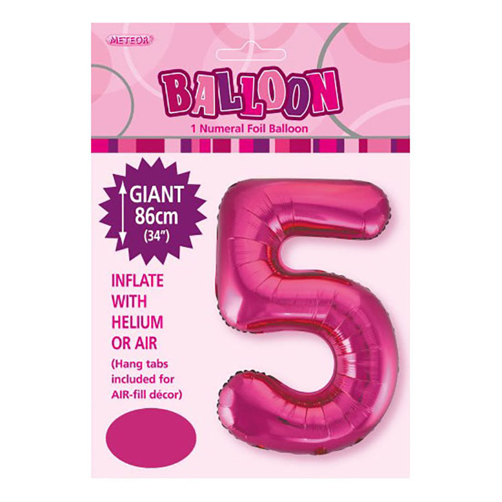 Hot Pink Giant Number 5 Foil Balloon