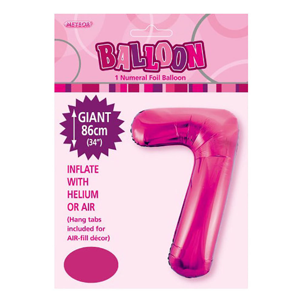 Hot Pink Giant Number 7 Foil Balloon