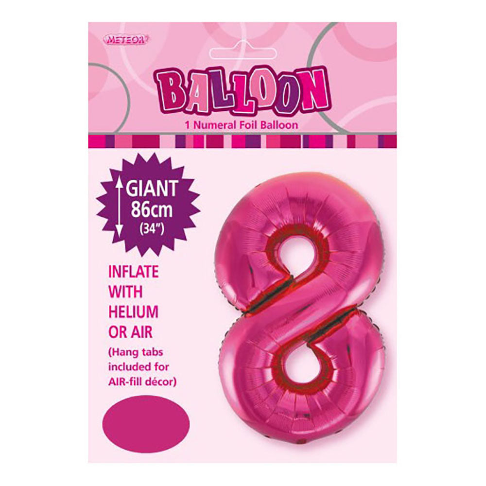 Hot Pink Giant Number 8 Foil Balloon