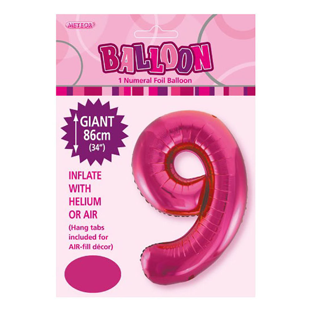 Hot Pink Giant Number 9 Foil Balloon