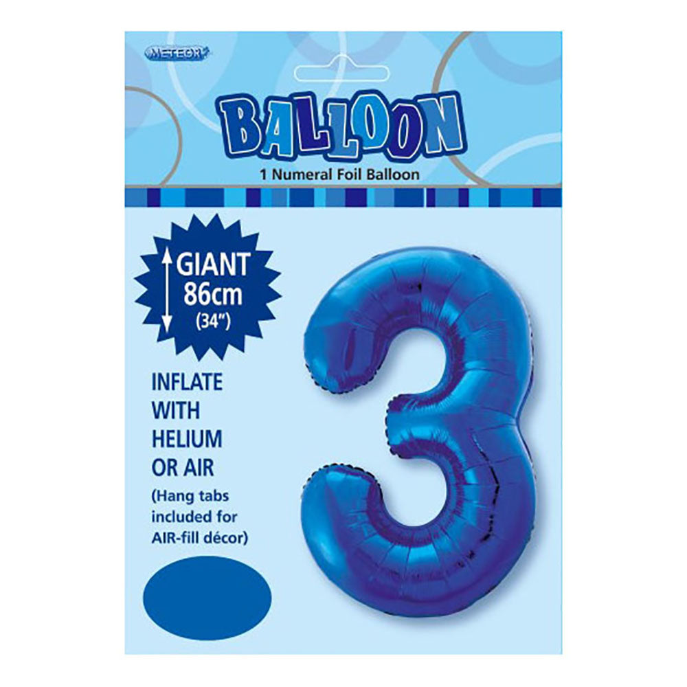 Royal Blue Giant Number 3 Foil Balloon