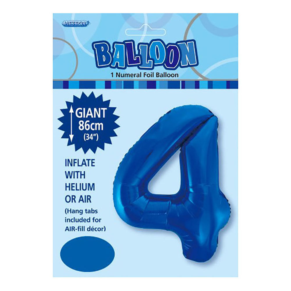 Royal Blue Giant Number 4 Foil Balloon