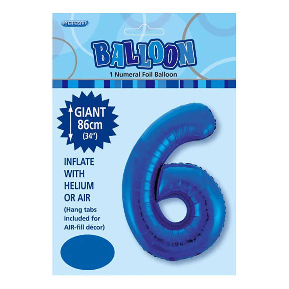 Royal Blue Giant Number 6 Foil Balloon