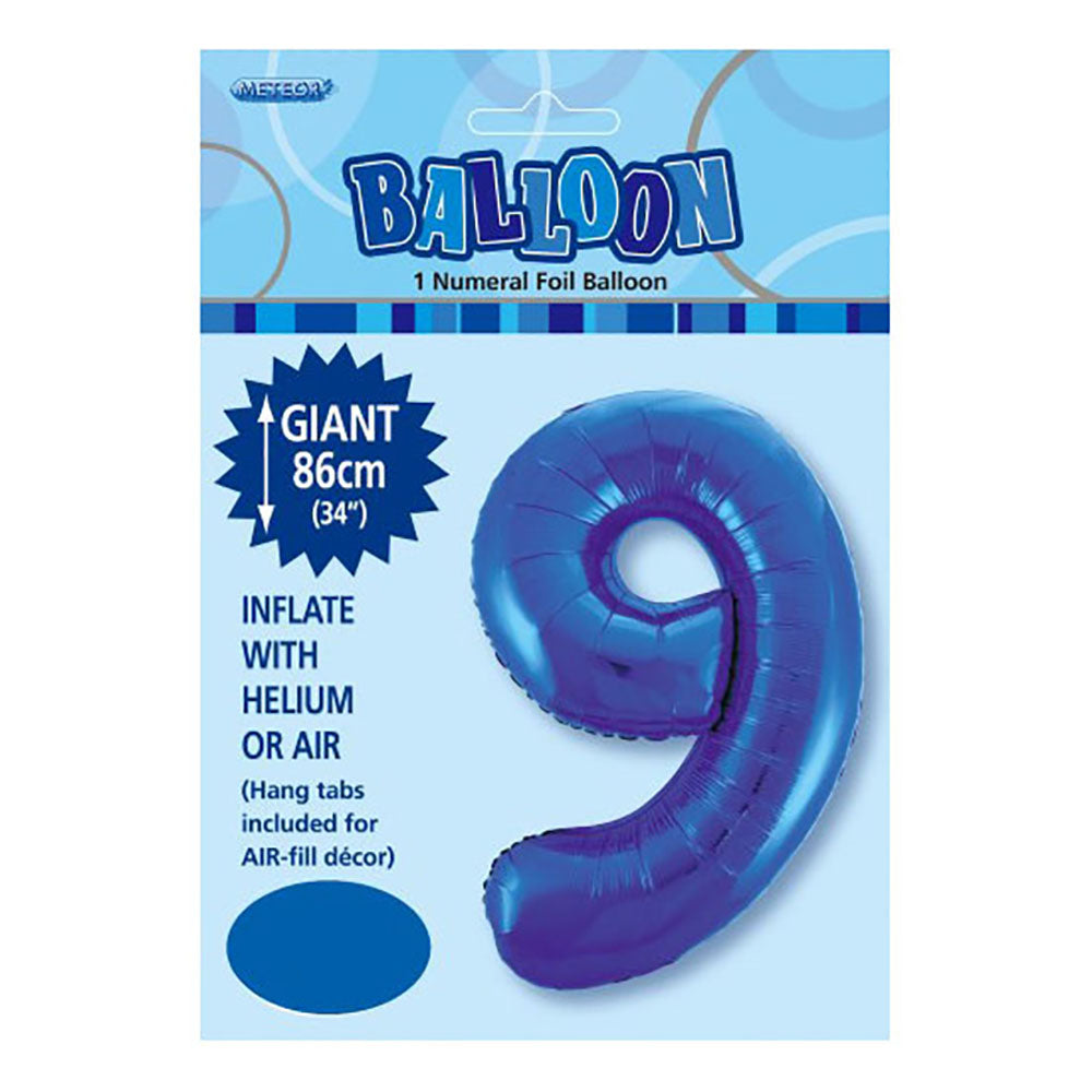 Royal Blue Giant Number 9 Foil Balloon