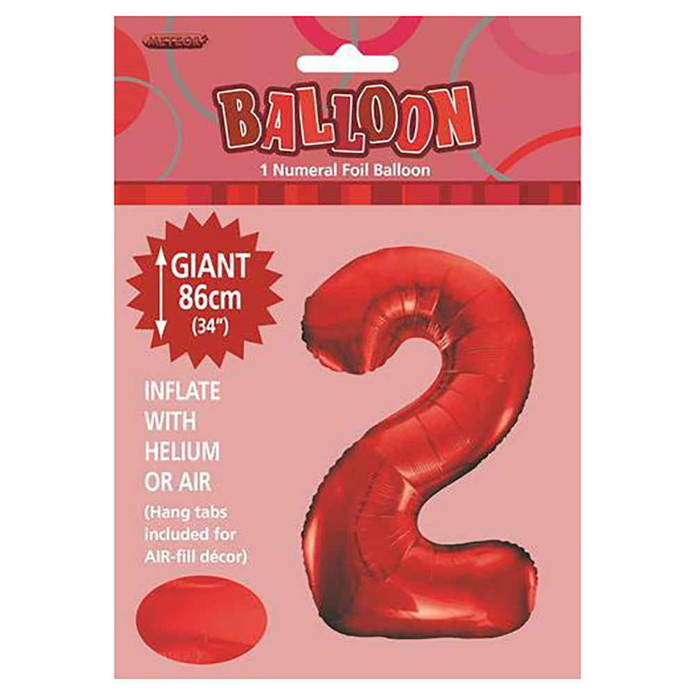Red Giant Number 2 Foil Balloon