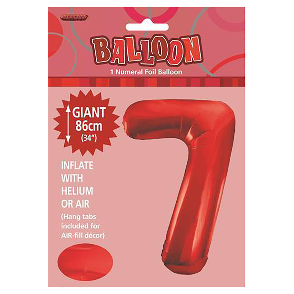 Red Giant Number 7 Foil Balloon