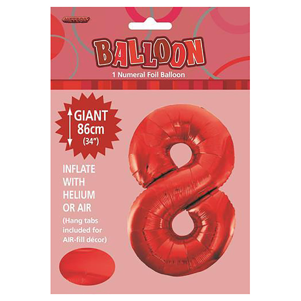 Red Giant Number 8 Foil Balloon