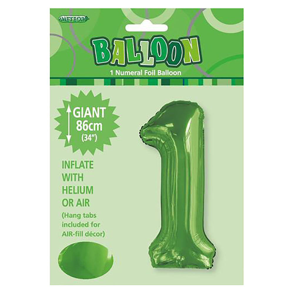 Lime Green Giant Number 1 Foil Balloon