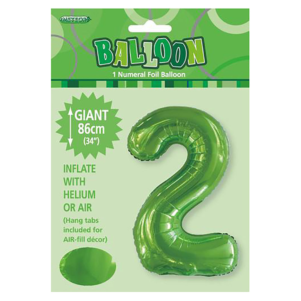 Lime Green Giant Number 2 Foil Balloon