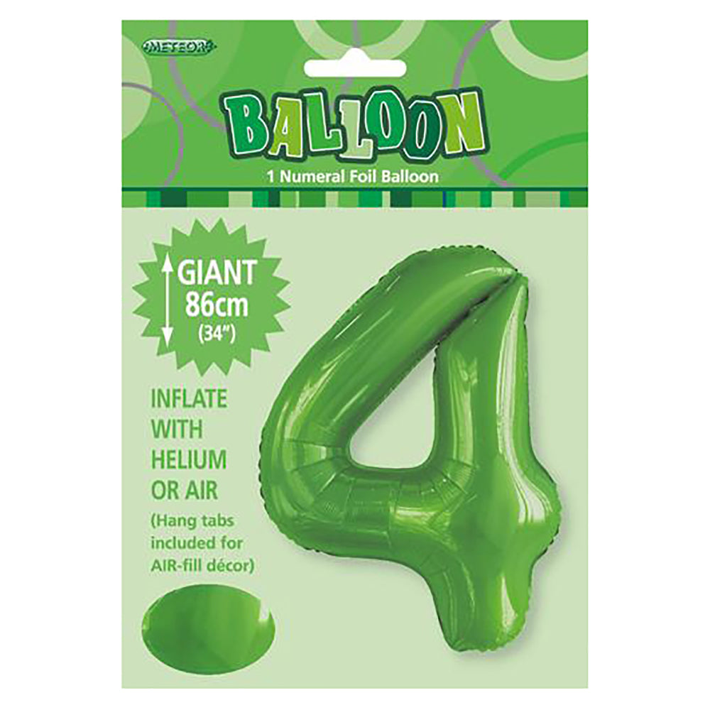 Lime Green Giant Number 4 Foil Balloon