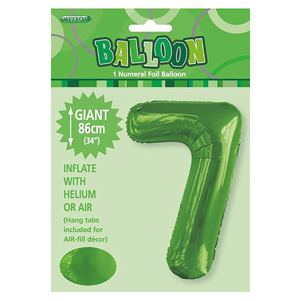 Lime Green Giant Number 7 Foil Balloon
