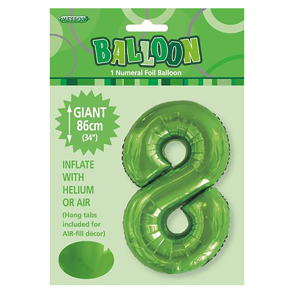 Lime Green Giant Number 8 Foil Balloon