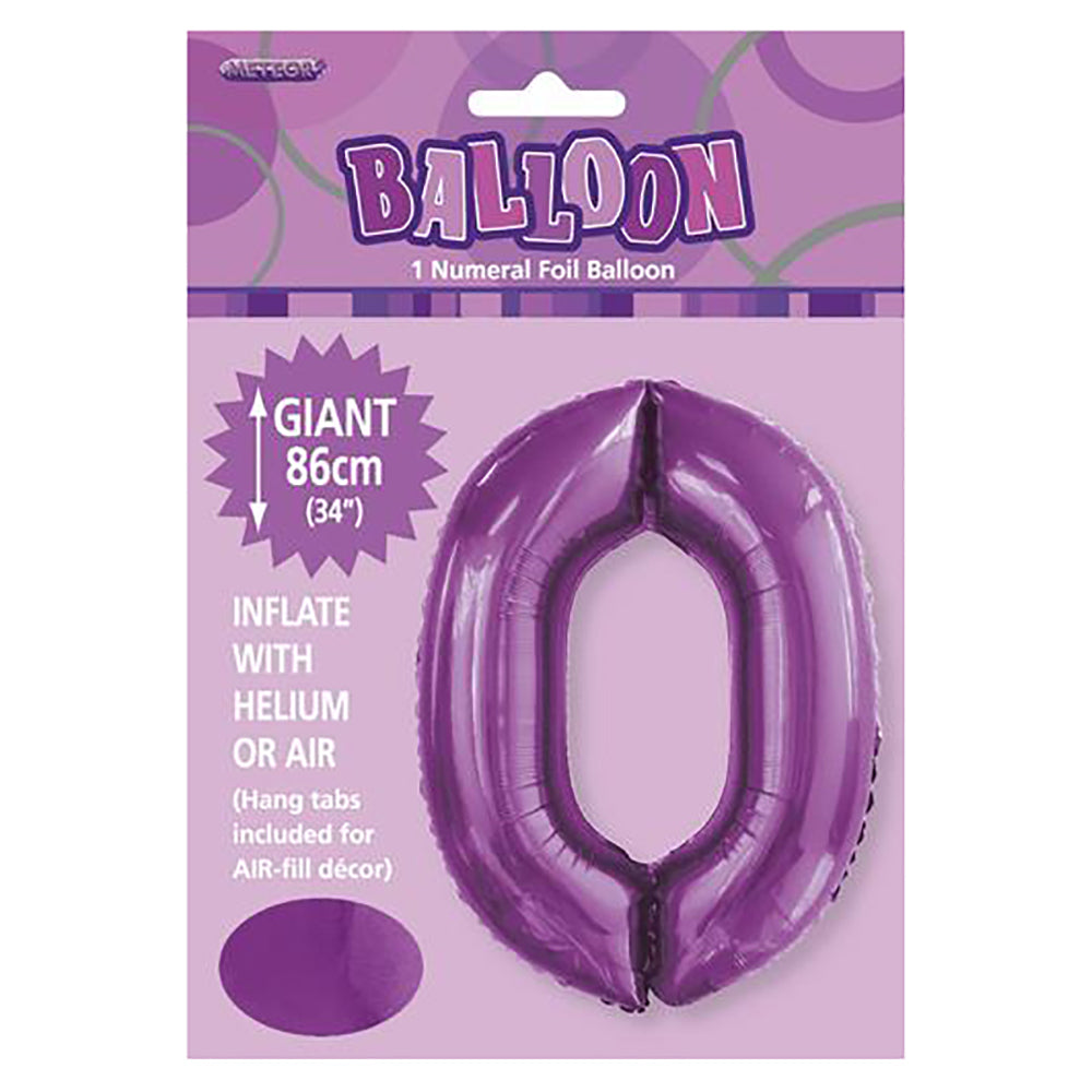 Pretty Purple Giant Number 0 Foil Balloon