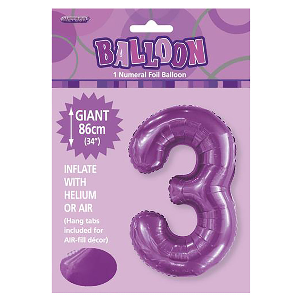 Pretty Purple Giant Number 3 Foil Balloon
