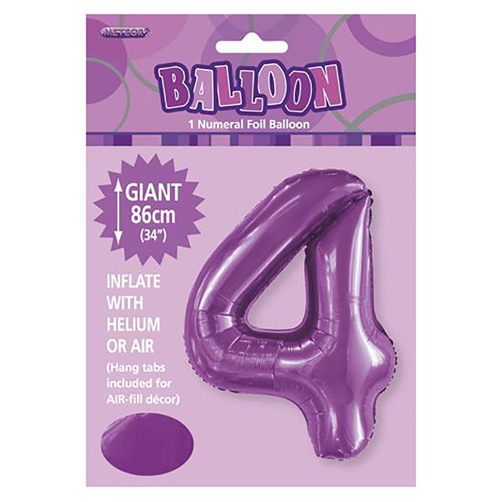 Pretty Purple Giant Number 4 Foil Balloon