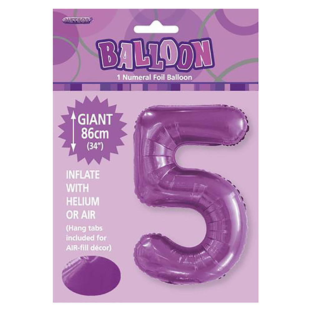 Pretty Purple Giant Number 5 Foil Balloon