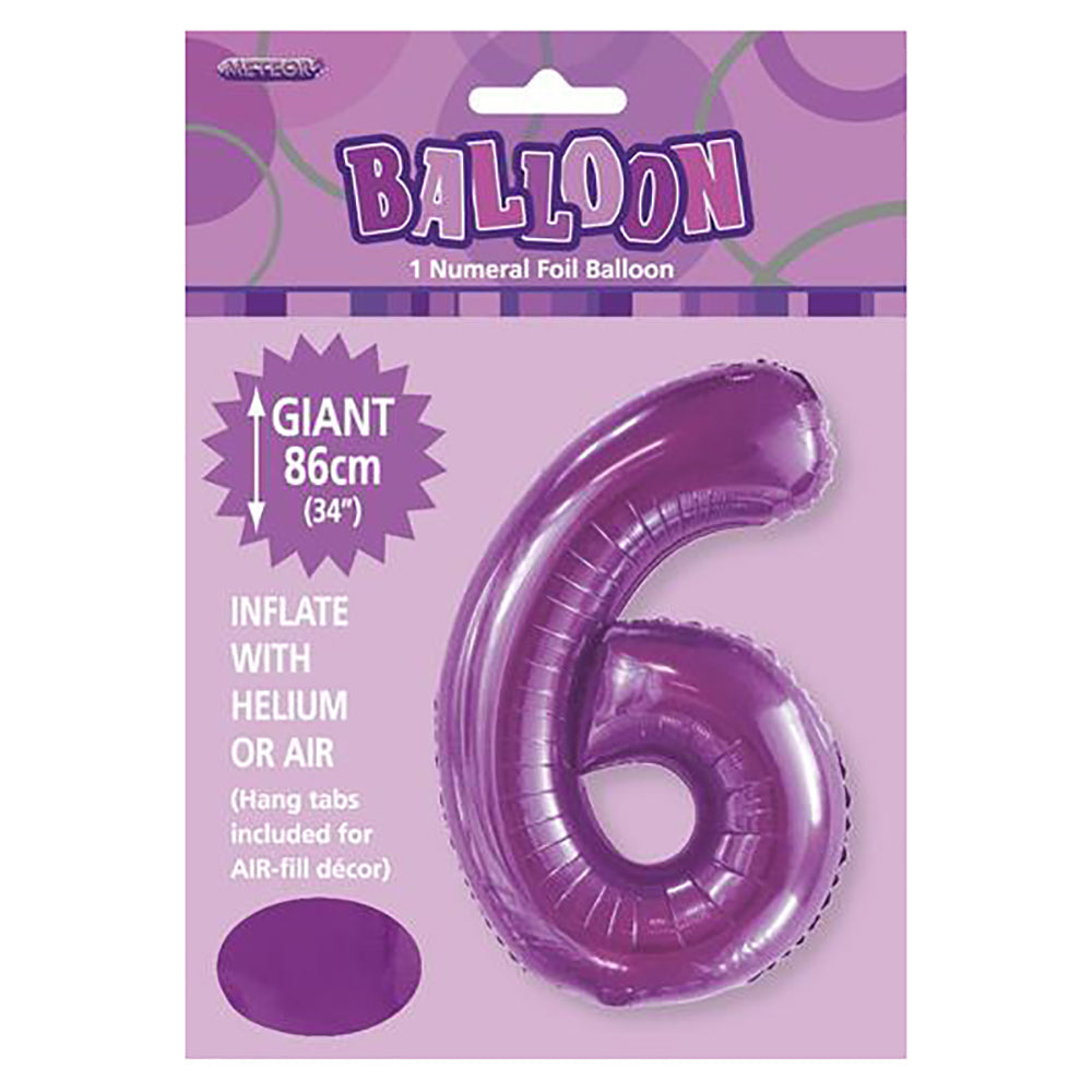 Pretty Purple Giant Number 6 Foil Balloon