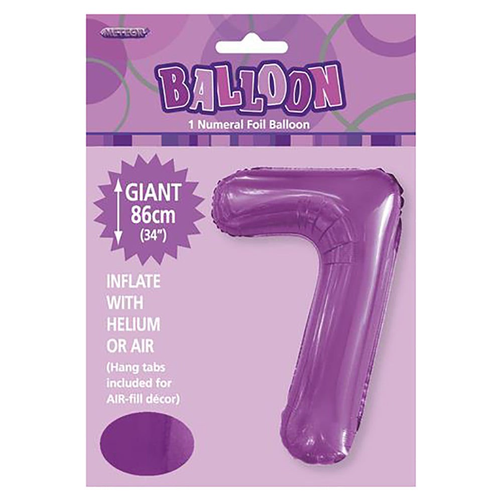 Pretty Purple Giant Number 7 Foil Balloon