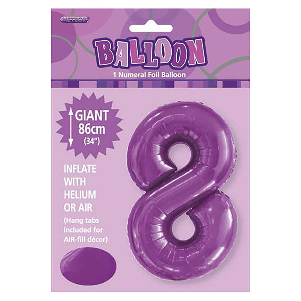 Pretty Purple Giant Number 8 Foil Balloon