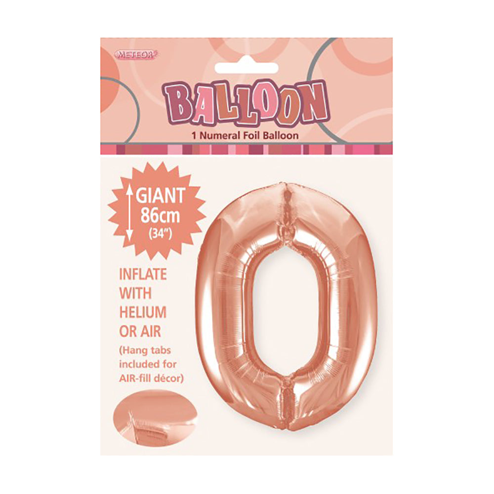 Rose Gold (Copper) Giant Number 0 Foil Balloon