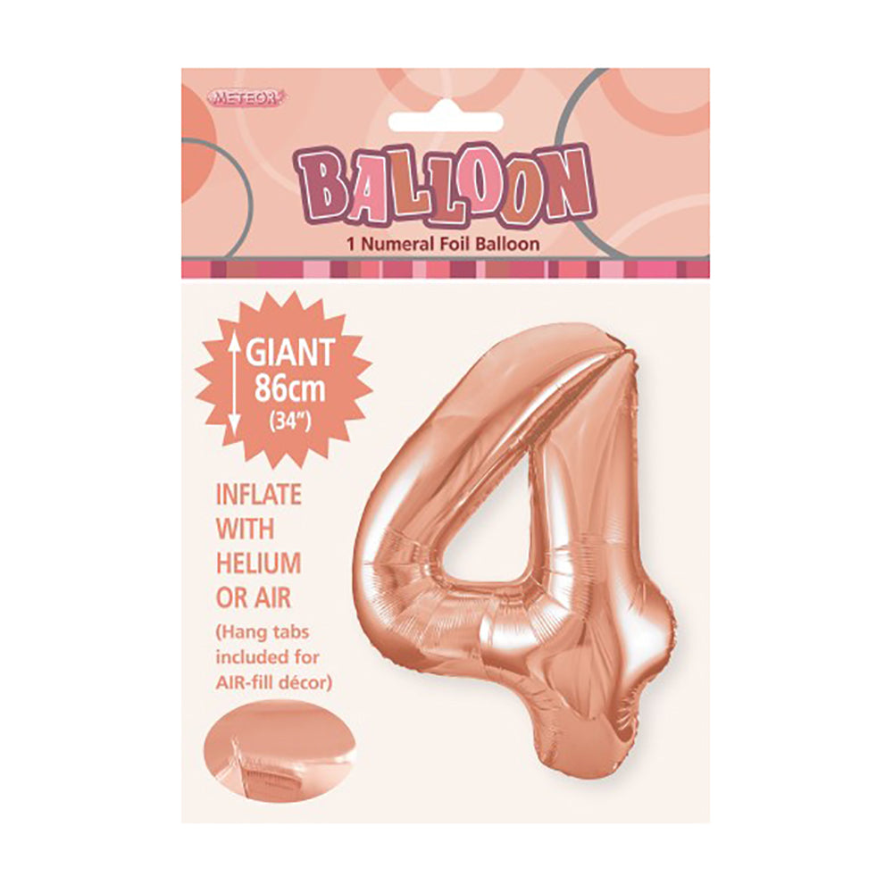 Rose Gold (Copper) Giant Number 4 Foil Balloon