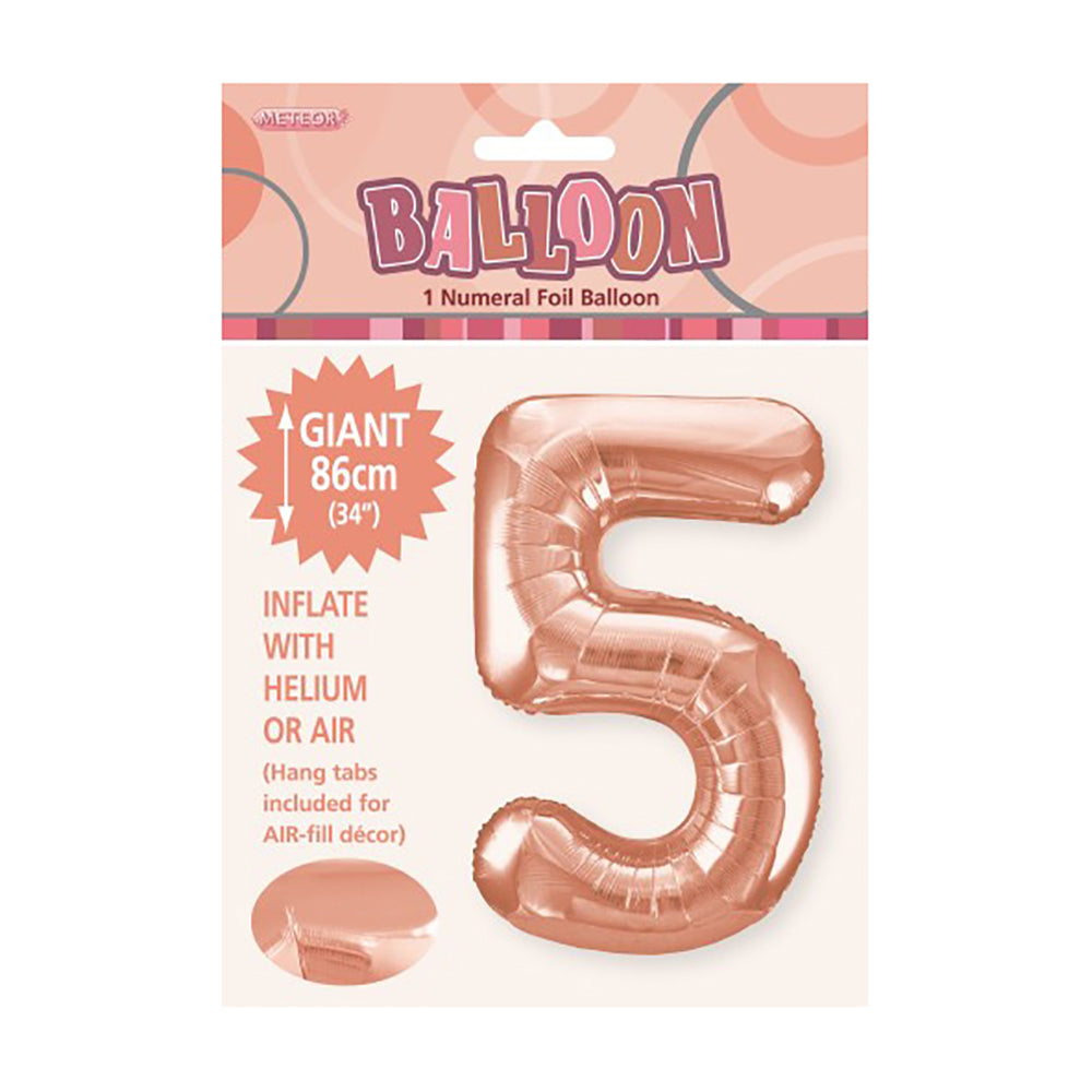 Rose Gold (Copper) Giant Number 5 Foil Balloon
