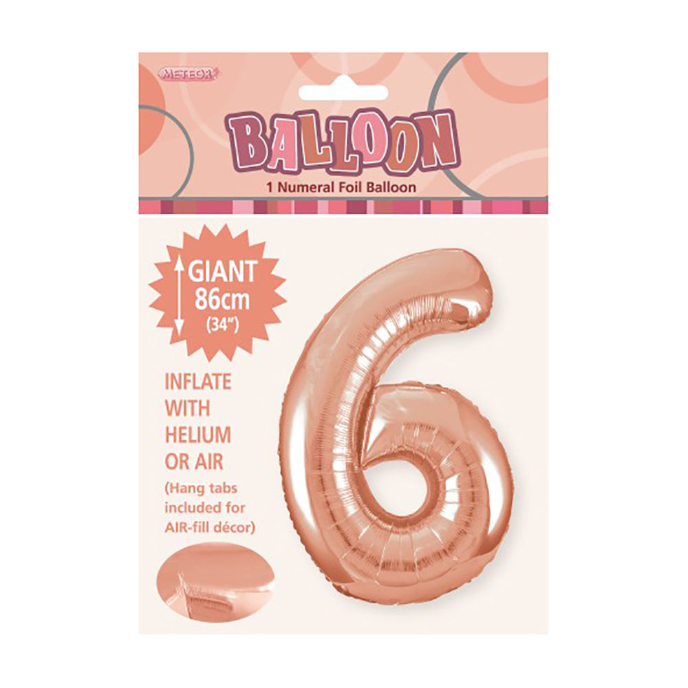 Rose Gold (Copper) Giant Number 6 Foil Balloon