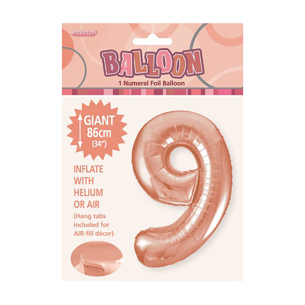 Rose Gold (Copper) Giant Number 9 Foil Balloon