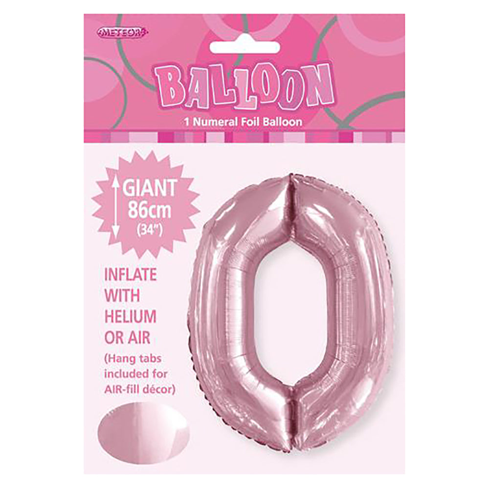 Lovely Pink Giant Number 0 Foil Balloon