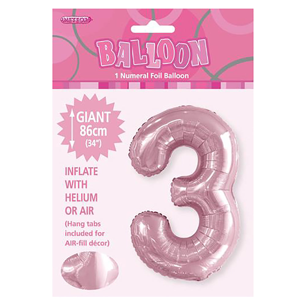 Lovely Pink Giant Number 3 Foil Balloon