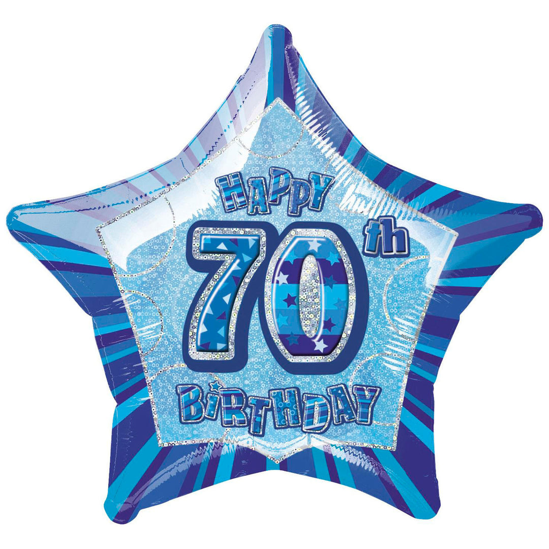 Glitz Blue 70th Birthday Star Foil Balloon