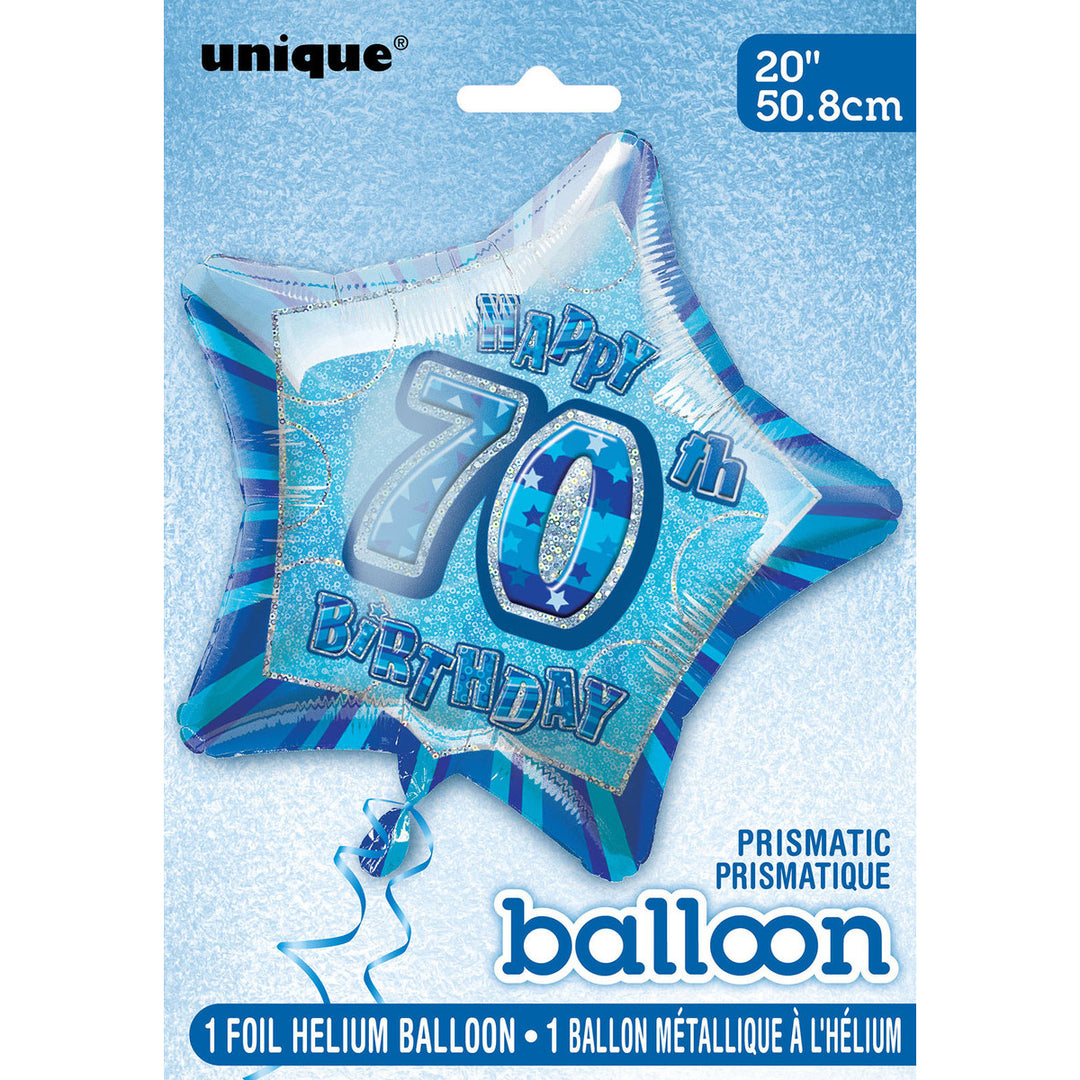 Glitz Blue 70th Birthday Star Foil Balloon